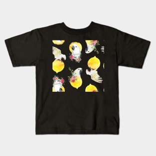 Cockatoo and flower in the watercolor sun cercle Kids T-Shirt